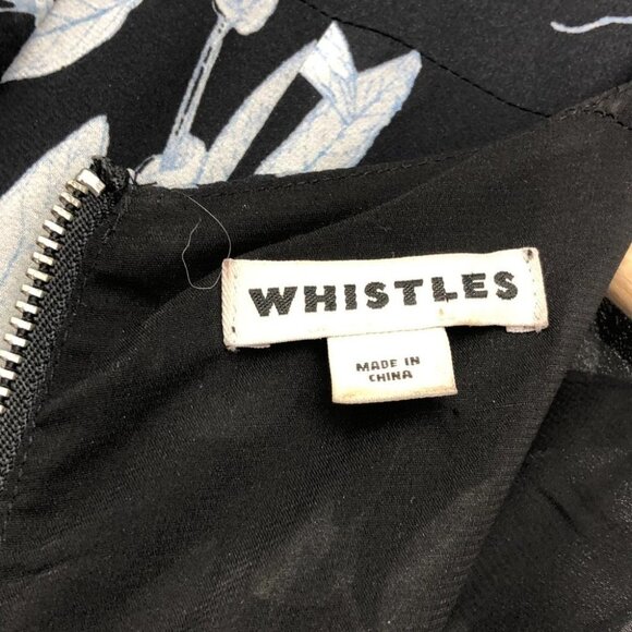 Whistles Silk Bodycon Long sleeve Black Blue Botanical floral Zipper back  Dress - Picture 8 of 16